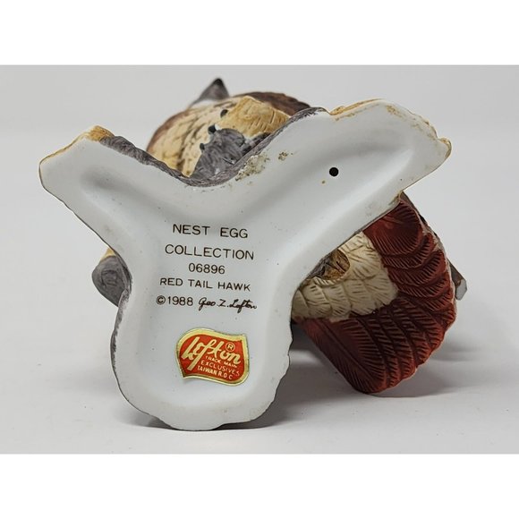 Vintage 1988 Lefton Bisque Nest Egg Collection Red Tail Hawk #06896 Taiwan ROC - Picture 7 of 10